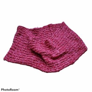 Crochet Knitted Infinity Scarf Textured Red color One size Fall Autumn Winter